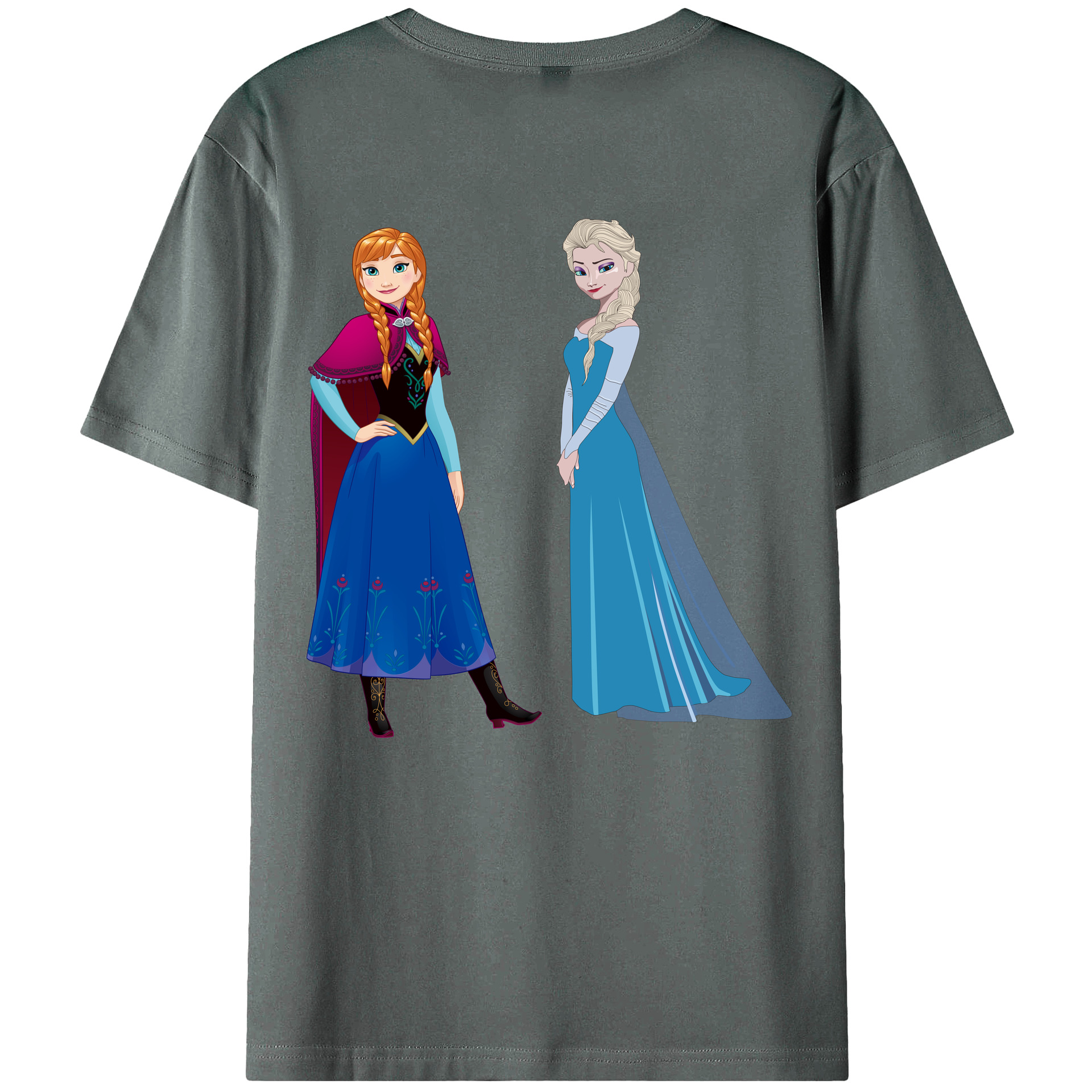 （画像用） アナと雪の女王 アンナ エルサ Frozen Anna Elsa 綿100％ メンズ半袖Tシャツ（バックプリント） 通気性